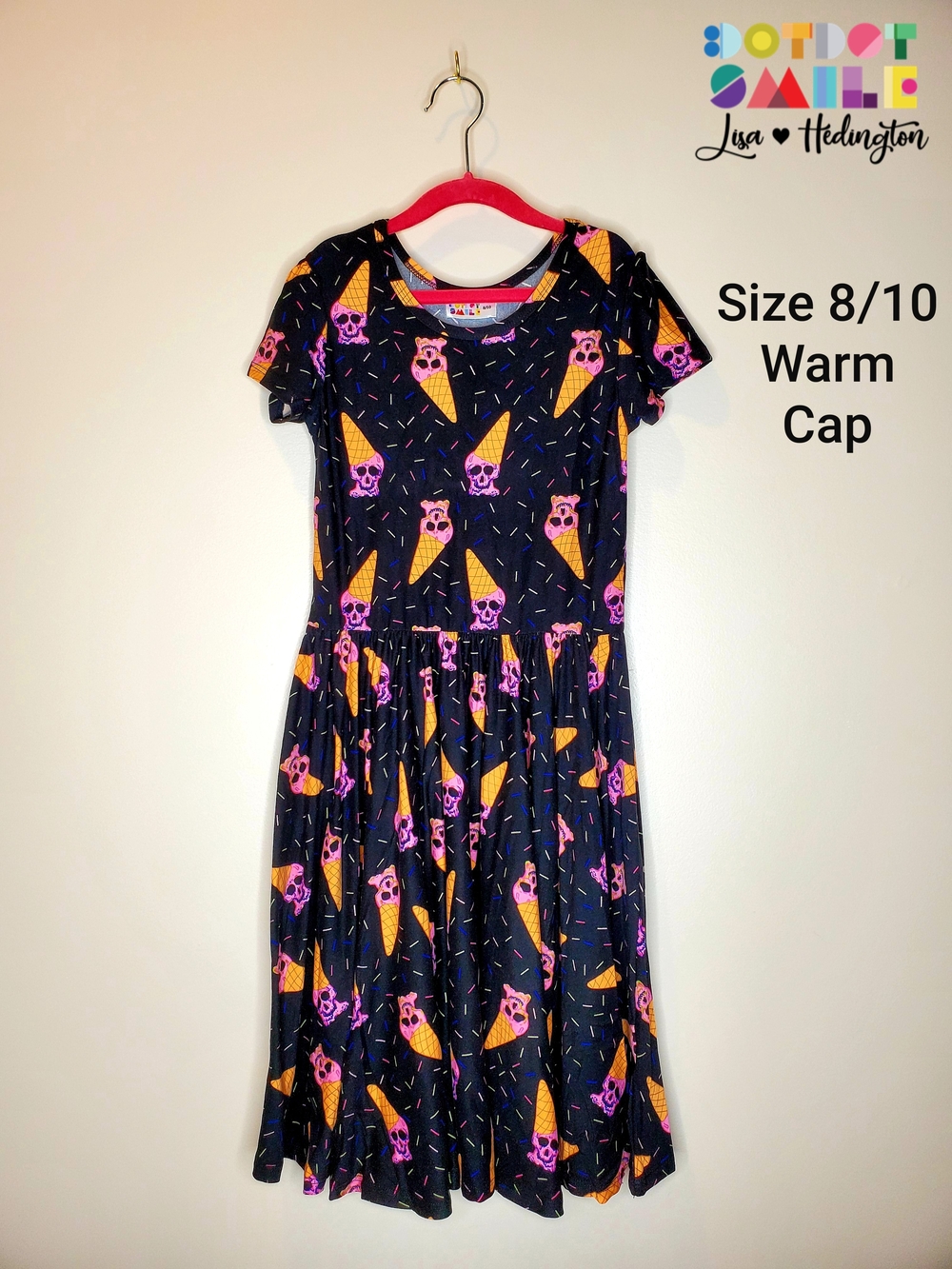 NWT DotDotSmile Twirling Dress with Pink & Orange Ice Cream Skull Print Siz 8/10